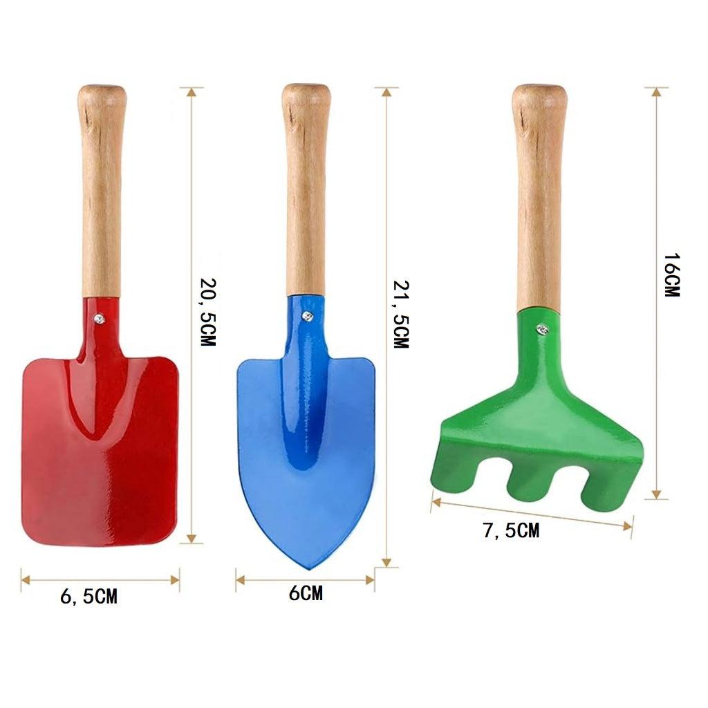 Kit Jadinagem 3 Peças Pás e Ancinho 16-21 cm Cores Bonito e Resistente - Bishopen