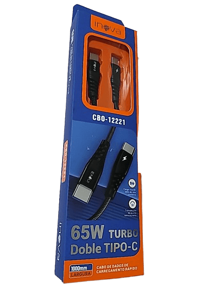 Cabo Inova 65W Turbo Doble Tipo-C - Eficiência e Segurança! - Bishopen