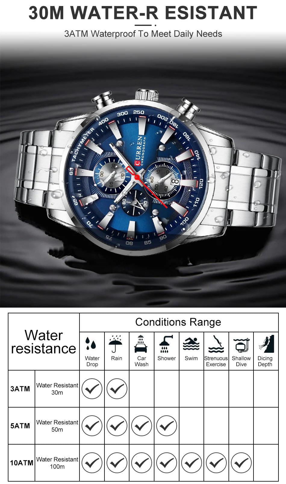 Relógio Curren CUR 8351 47mm Prova D'agua 3ATM - Estilo Original! - Bishopen