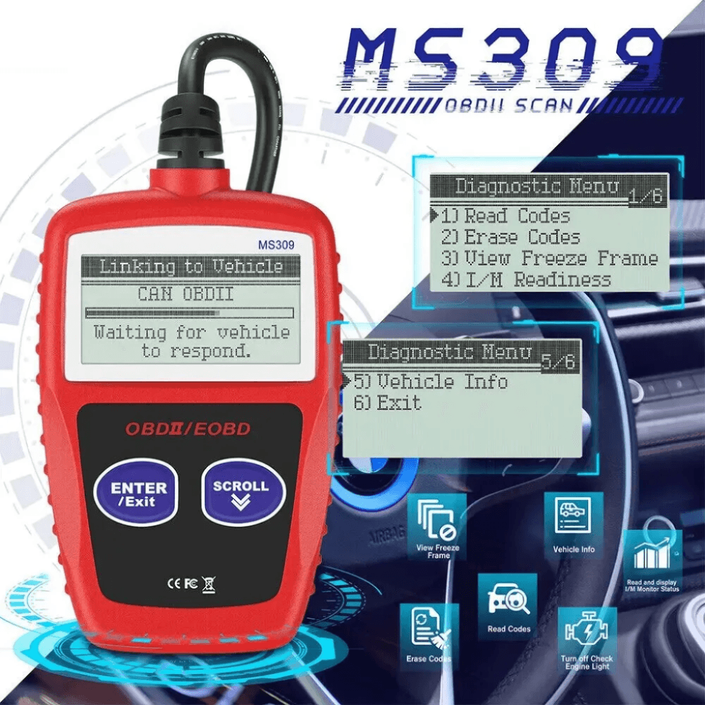 Scanner OBD2 MS309 Diagnóstico Correção Falhas Automotivas - Solução! - Bishopen