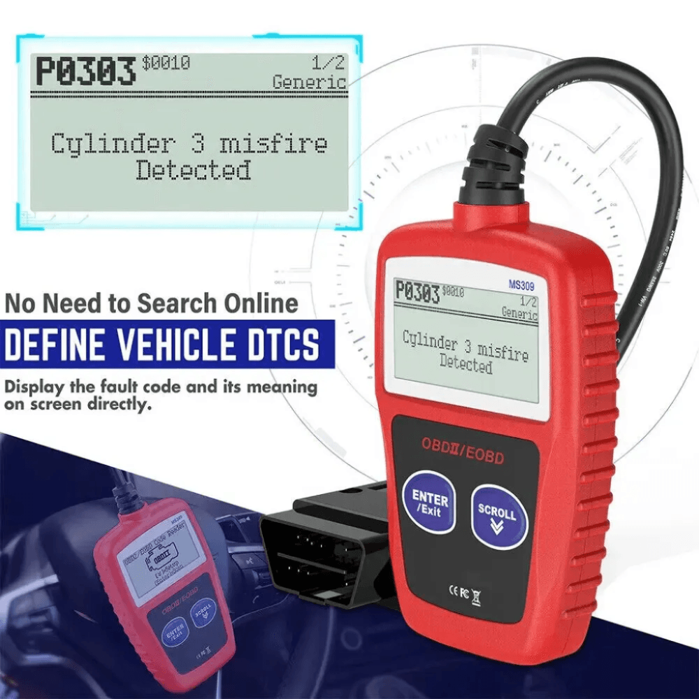 Scanner OBD2 MS309 Diagnóstico Correção Falhas Automotivas - Solução! - Bishopen