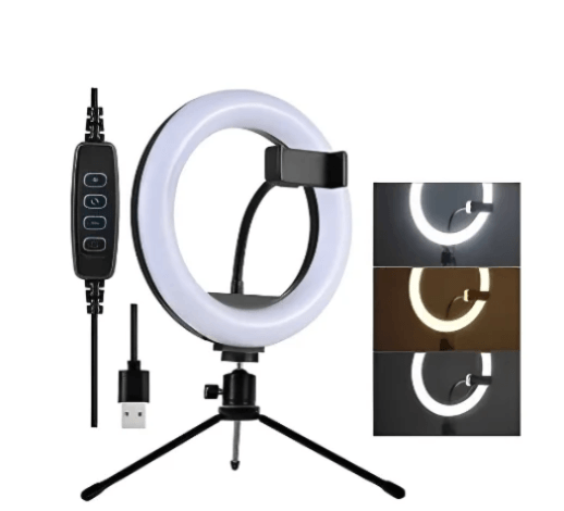 Luminária Ring Light 3 Modos 20cm 8" 15w USB 2m - Luz e Ação! - Bishopen