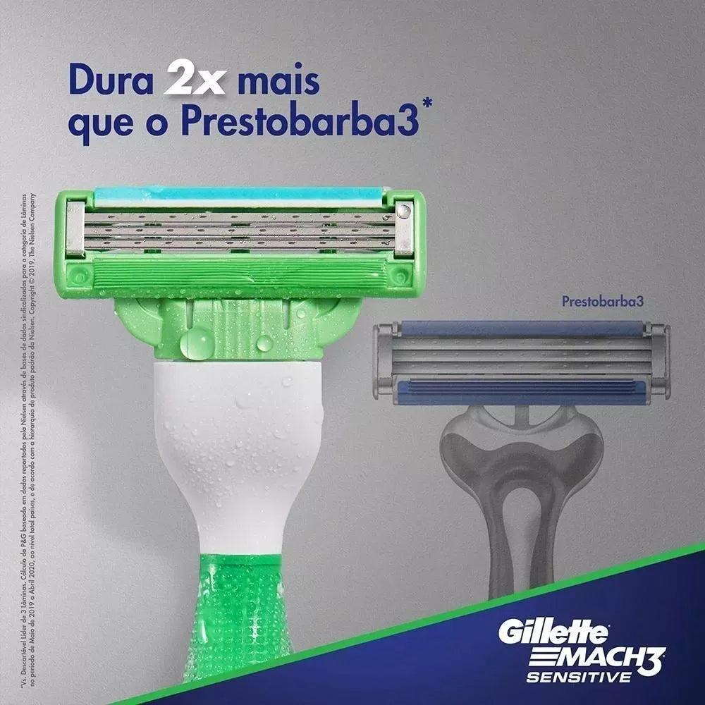 Aparelho Gillette Mach 3 Aqua Grip - Barbear e Depilar Até 15 Usos! - Bishopen