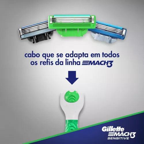 Aparelho Gillette Mach 3 Aqua Grip - Barbear e Depilar Até 15 Usos! - Bishopen