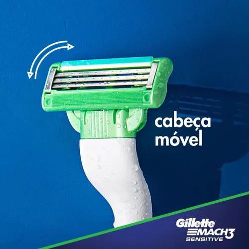 Aparelho Gillette Mach 3 Aqua Grip - Barbear e Depilar Até 15 Usos! - Bishopen