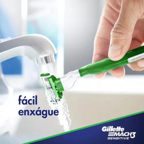 Aparelho Gillette Mach 3 Aqua Grip - Barbear e Depilar Até 15 Usos! - Bishopen
