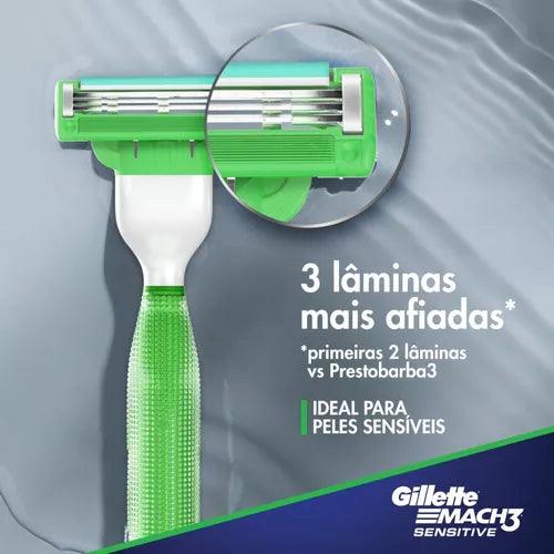 Aparelho Gillette Mach 3 Aqua Grip - Barbear e Depilar Até 15 Usos! - Bishopen