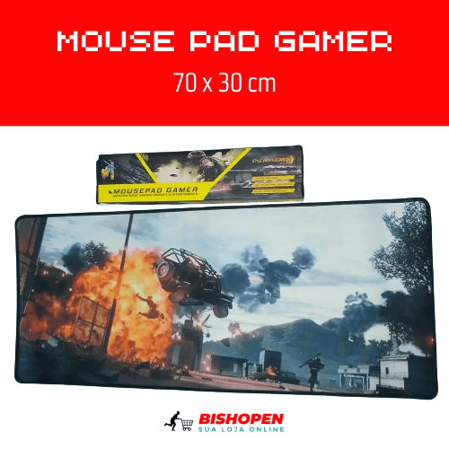 Mouse Pad Gamer 30x70cm Emborrachado - Resistente e Confortável! - Bishopen