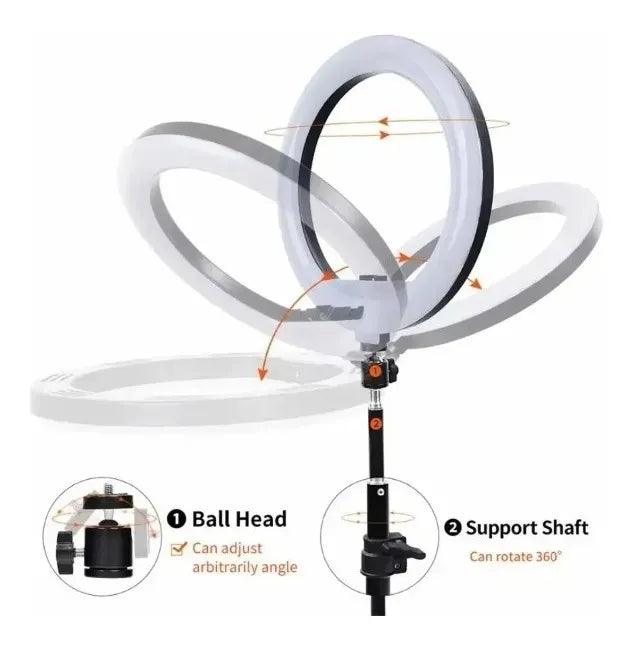 Tripé Longo Ring Light 26cm 3 Modos LED - Luzes Ação! - Bishopen